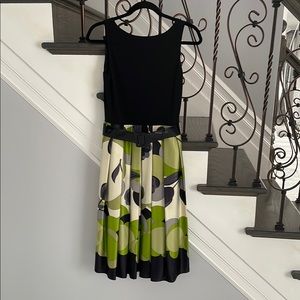 Eliza J Black and Green Midi Dress